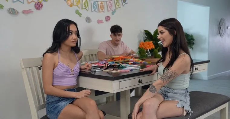 Bratty Sis - Jade Kimiko & Jade Maris - Easter Dick For Stepsis And Friend