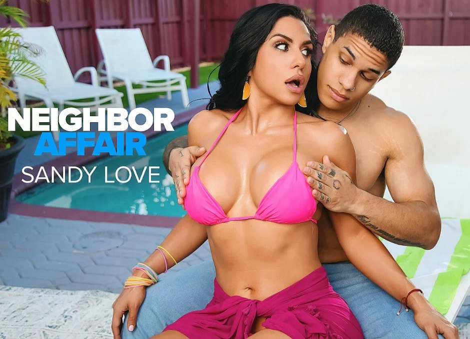 Neighbor Affair - Sandy Love - Busty Latina Sandy Love gets her body massaged before taking the neighbor's cock